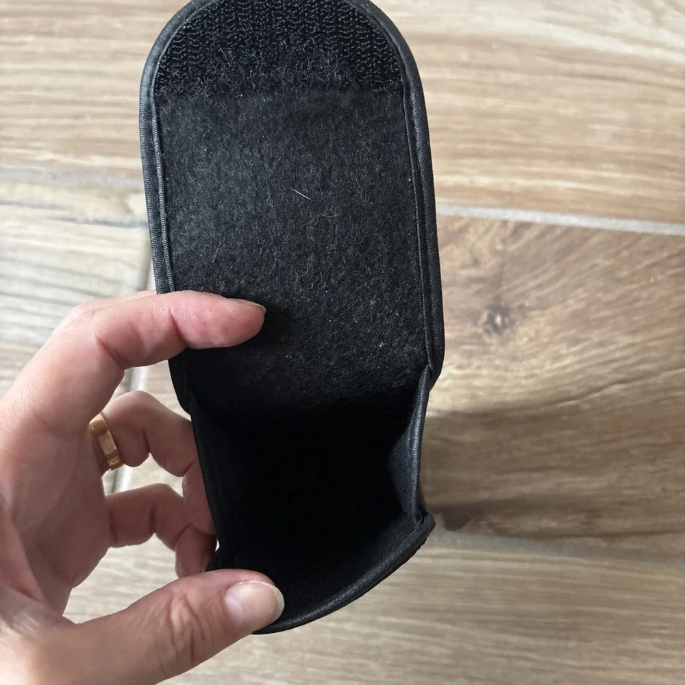 Aol Logo Black Leather Snap Camera Case Pouch